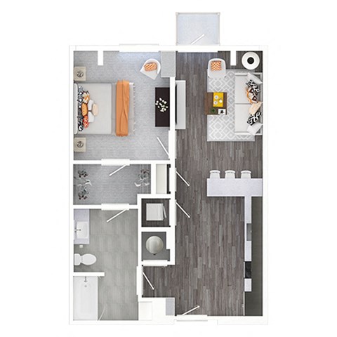 Floor plan for 1 bed, 1 bath, 693 sqft