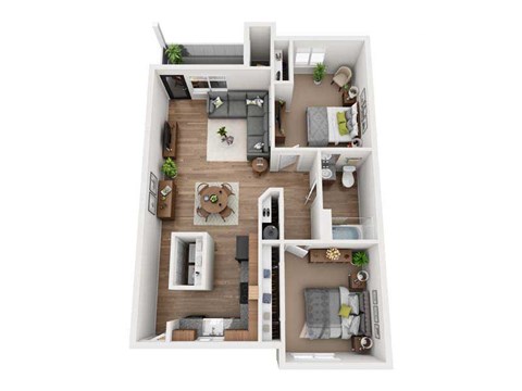 Floor plan for 2 beds, 1 bath, 920 sqft