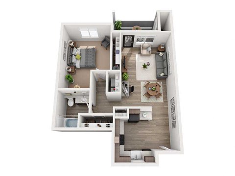 Floor plan for 1 bed, 1 bath, 809 sqft