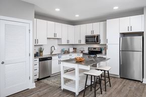 Fredericksburg apartment for rent - a kitchen with white cabinets and stainless steel appliances