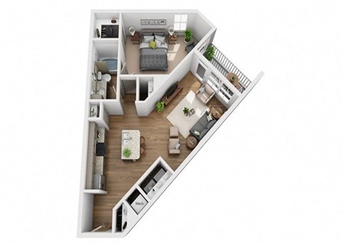 Floor plan for 1 bed, 1 bath, 780 sqft