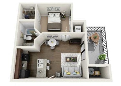 Floor plan for 1 bed, 1 bath, 486 sqft