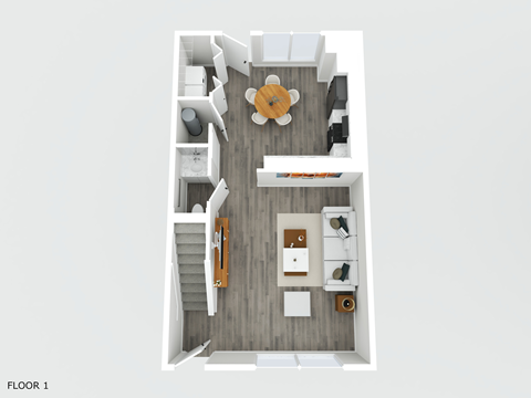 Floor plan for 3 beds, 2.5 baths, 1196 sqft