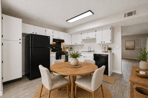 Gallatin apartment for rent - A modern kitchen with a table set for two.