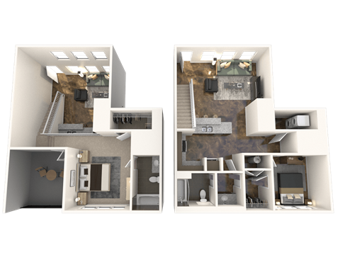 Floor plan for 2 beds, 2 baths, 1173 sqft