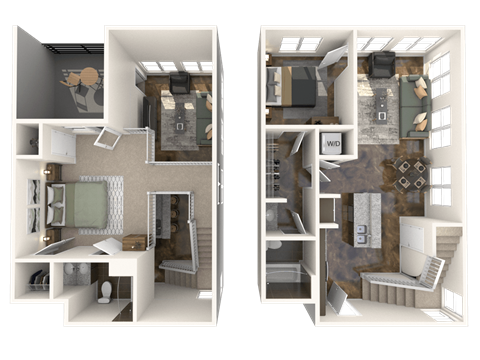 Floor plan for 2 beds, 2 baths, 1154 sqft