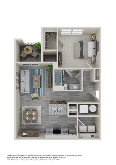 Floor plan for 1 bed, 1 bath, 818 sqft
