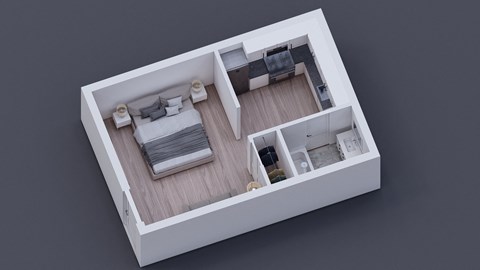 Floor plan for studio, 1 bath, 400 sqft