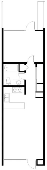 Floor plan for 1 bed, 1 bath, 720 sqft