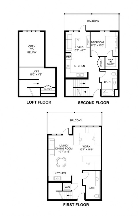 Floor plan for 1 bed, 2 baths, 1470 sqft