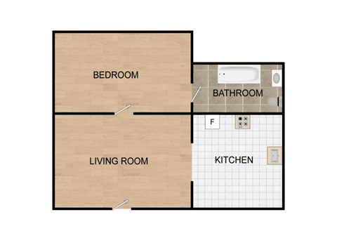 Floor plan for 1 bed, 1 bath, 550 sqft
