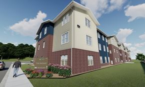 Rapid City apartment for rent - A rendering of a modern apartment complex called The Radiant.