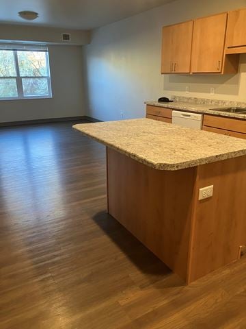 Rapid City apartment for rent - A kitchen with wooden cabinets and a granite countertop.
