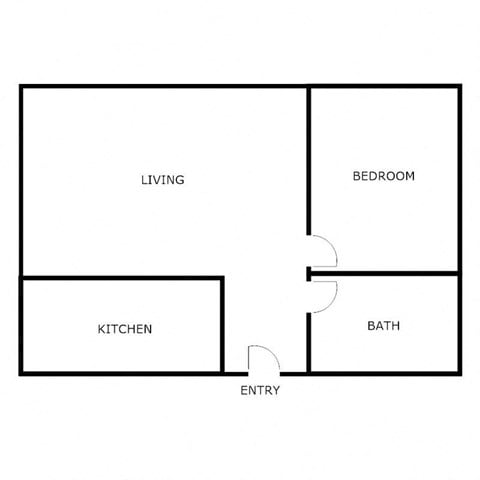 Floor plan for 1 bed, 1 bath, 700 sqft
