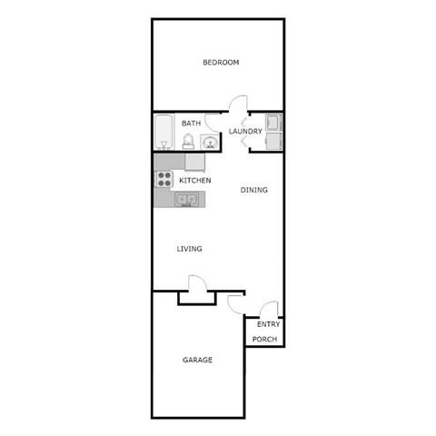 Floor plan for 1 bed, 1 bath, 759 sqft