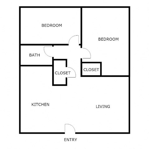Floor plan for 2 beds, 1 bath, 720 sqft