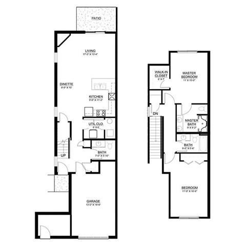 Floor plan for 2 beds, 2 baths, 1500 sqft