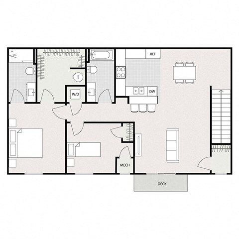 Floor plan for 2 beds, 2 baths, 1193 sqft