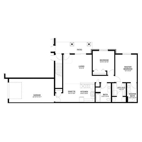 Floor plan for 2 beds, 2 baths, 1120 sqft