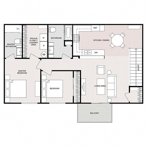 Floor plan for 2 beds, 2 baths, 1144 sqft