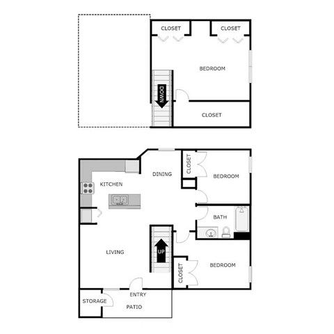 Floor plan for 3 beds, 1 bath, 1160 sqft