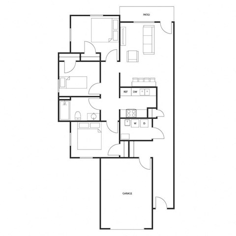 Floor plan for 3 beds, 1 bath, 1123 sqft