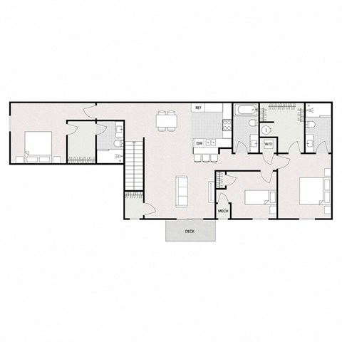 Floor plan for 3 beds, 3 baths, 1543 sqft