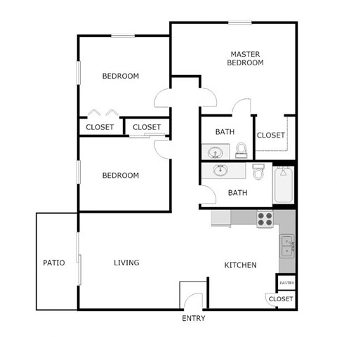 Floor plan for 3 beds, 1.5 baths, 1160 sqft