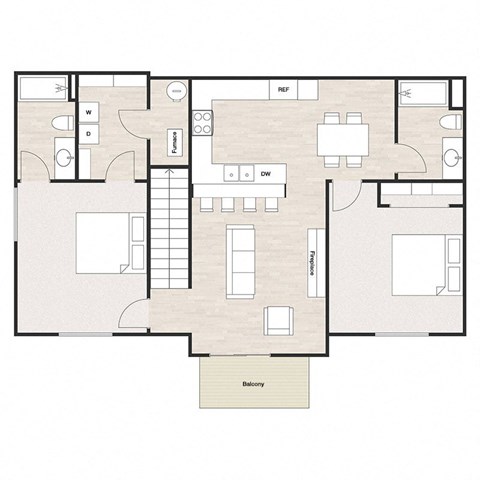 Floor plan for 2 beds, 2 baths, 1095 sqft