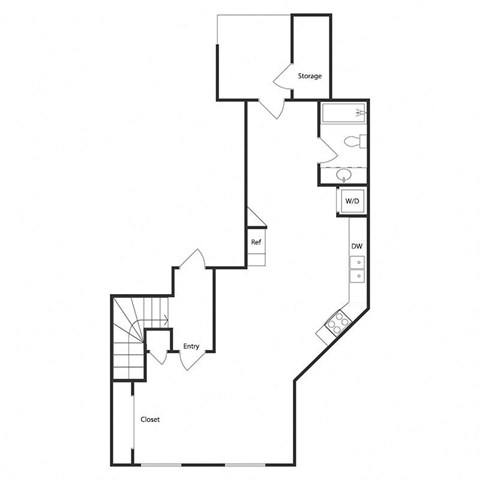 Floor plan for studio, 1 bath, 479 sqft