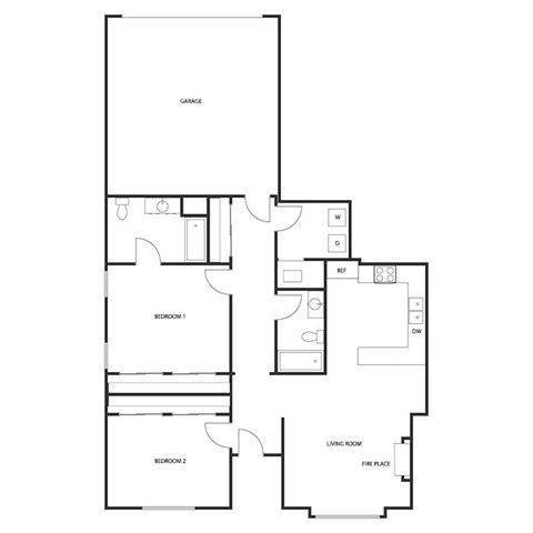 Floor plan for 2 beds, 2 baths, 1630 sqft