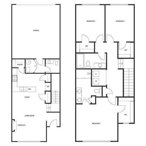 Floor plan for 3 beds, 2.5 baths, 2140 sqft