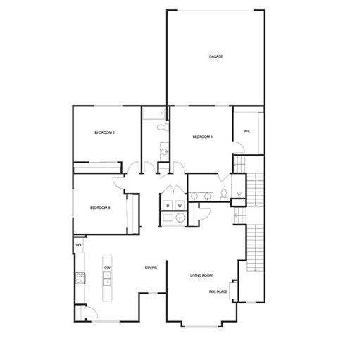 Floor plan for 3 beds, 2 baths, 2350 sqft
