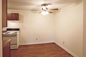 Napoleon apartment for rent - a empty kitchen with a ceiling fan and a stove