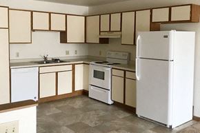 Viroqua apartment for rent - an empty kitchen with a refrigerator and a sink