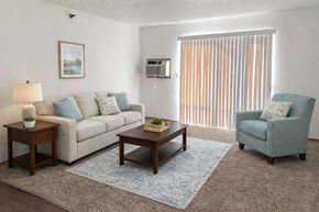 Knoxville apartment for rent - A living room with a couch, chair, and coffee table.
