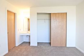 Kenton apartment for rent - an empty bedroom with a closet and a sink