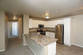Oconto apartment for rent - an empty kitchen with a granite counter top