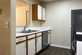 Paris apartment for rent - a kitchen with a sink and a refrigerator