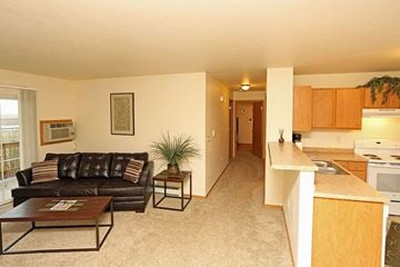 Fond Du Lac apartment for rent - A living room with a couch and a coffee table.