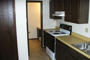 Sturgeon Bay apartment for rent - a small kitchen with a stove and a sink
