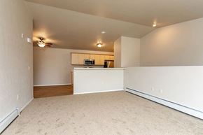 Horicon apartment for rent - an empty living room with a kitchen in it