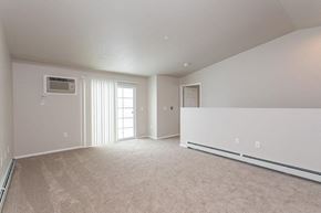 Waupaca apartment for rent - A spacious room with a window and a door.