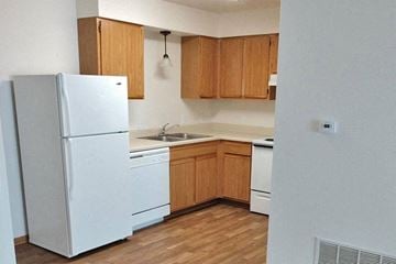 Boone apartment for rent - an empty kitchen with a refrigerator and a sink