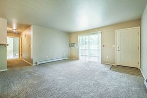 Reedsburg apartment for rent - an empty living room with a sliding glass door
