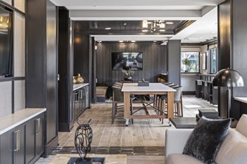 A view of the living room and dining room from the kitchen