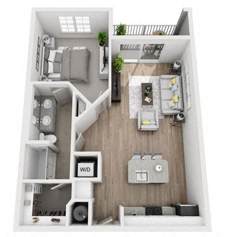 Floor plan for 1 bed, 1 bath, 800 sqft