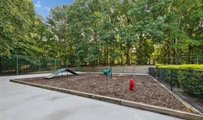 Raleigh apartment for rent - A dog park with a red fire hydrant and a green slide.