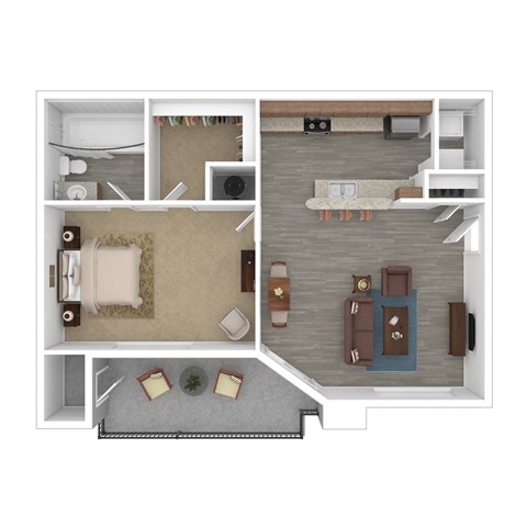 Floor plan for 1 bed, 1 bath, 547 sqft