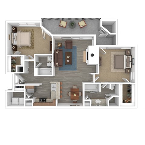 Floor plan for 2 beds, 2 baths, 1150 sqft